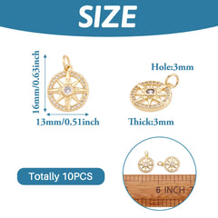 10 PCS Brass Pendants with Zirconia Star Pattern Clear Golden