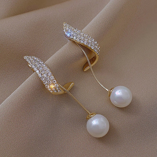 2 Pieces Of Women's Trendy And Elegant Pearl Tassel Earrings, Outdoor Travel, Carnival, Party, Holiday Dressing Gifts -4833