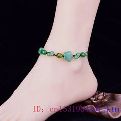 Jade Flower Anklets for Women Jewelry Gifts Green