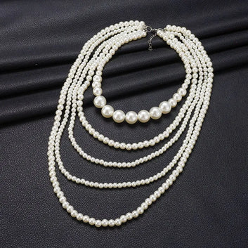 Vintage Imitation Pearl Choker Necklace Art Decor