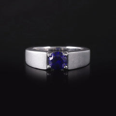 Bague pour homme en argent sterling 925 véritable à coupe ronde