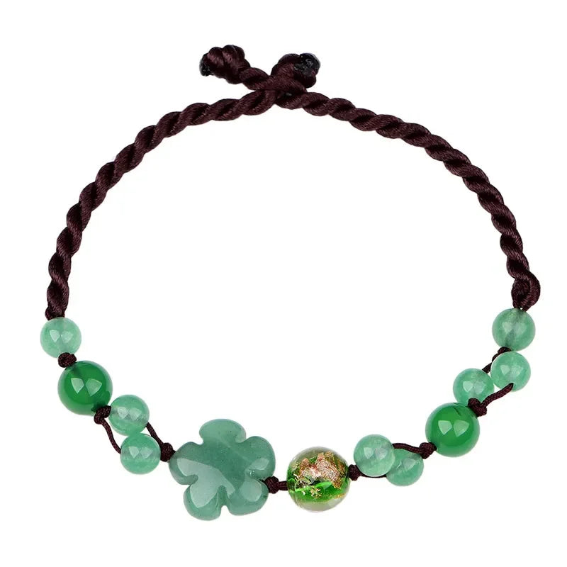 Bracelets de cheville en fleur de jade pour femmes, bijoux cadeaux verts