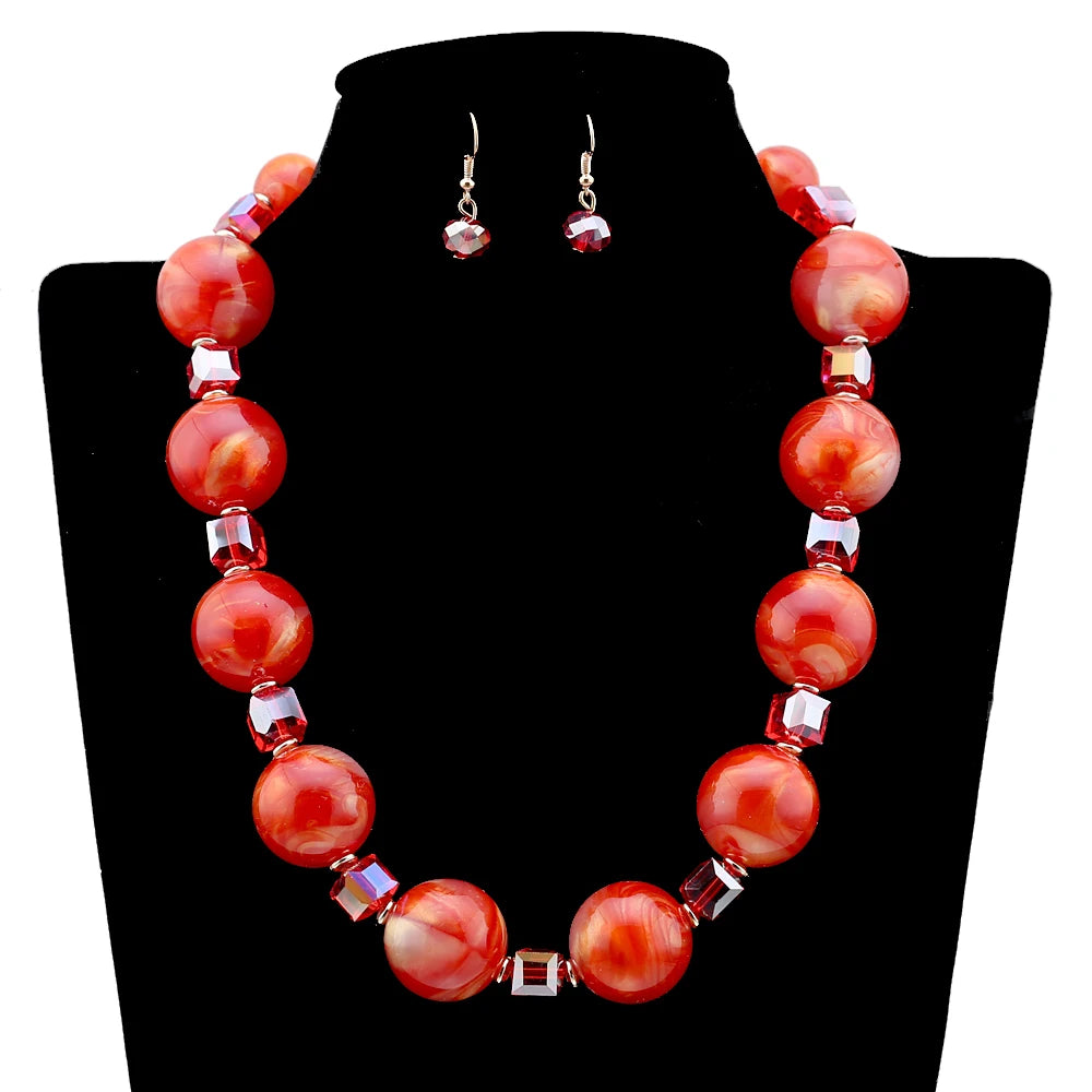 GGQINISI Luxury Round Colored Beads Strands Necklace