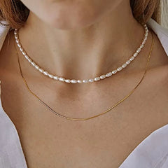 Pearl Necklace 5-7mm Oval White Pearls Cultured Strand