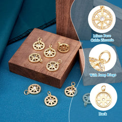 10 PCS Brass Pendants with Zirconia Star Pattern Clear Golden