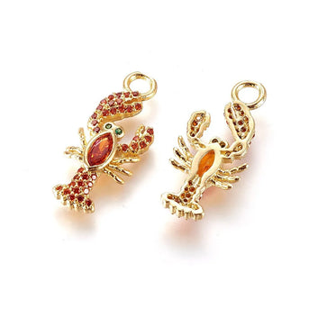 5pcs Metal Micro Pave Cubic Zirconia Pendants Lobster