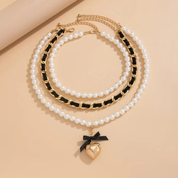 3pcs/set Multi Layer Imitation Pearl Necklace