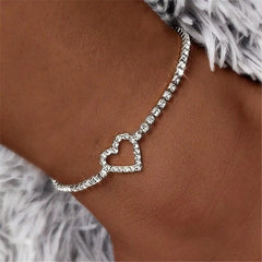 Adjustable Heart Shap Pendant Chain Women's Anklets