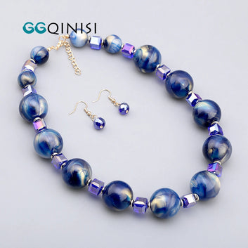 GGQINISI Luxury Round Colored Beads Strands Necklace