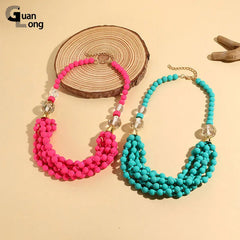 GuanLong Vintage Simple Bohemian Bib Necklaces for Women