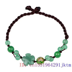 Bracelets de cheville en fleur de jade pour femmes, bijoux cadeaux verts