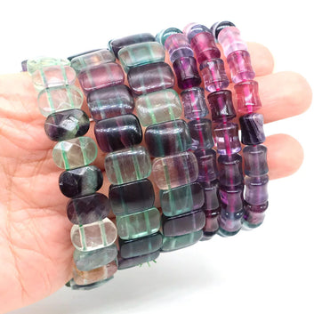 Bracelets de perles rondes en pierre naturelle de fluorite