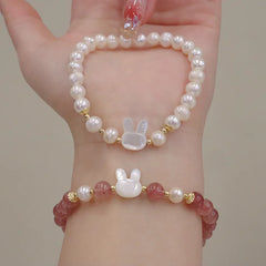 Bracelet de perles d'eau douce en cristal de fraise naturel