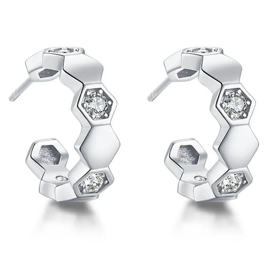 LYCFN Honeycomb Hoop Geometry Earrings