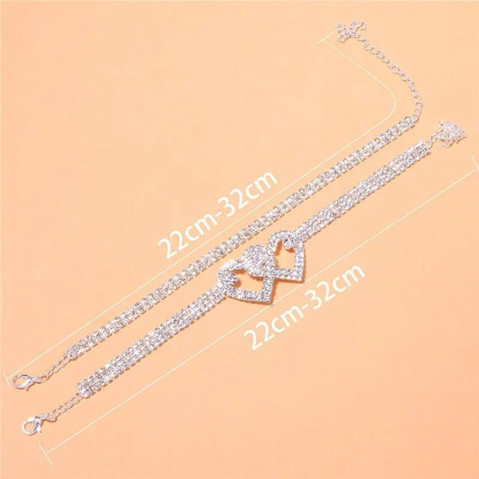 Adjustable Heart Shap Pendant Chain Women's Anklets